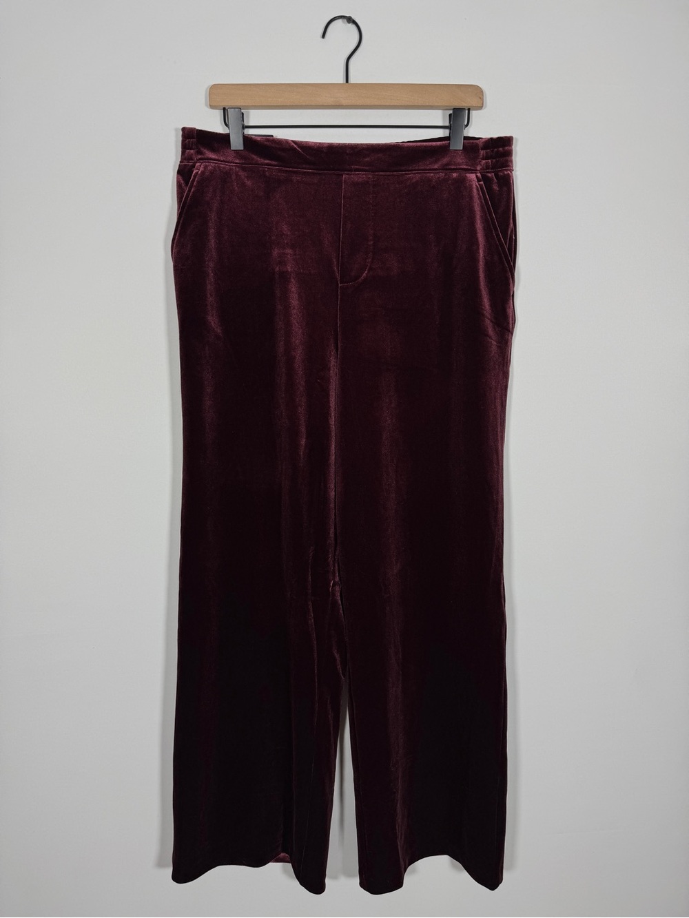 WP148 {Blank NYC} Purple Velvet Velour Elastic Waist Wide Leg Dress Pants